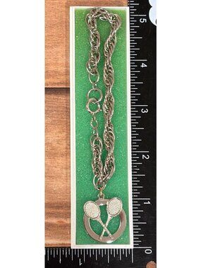 LOT OF 12 Tennis Racket Charm Bracelet Award Favors Silver Tone NOS